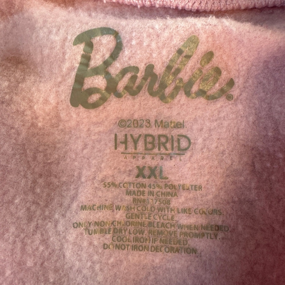 Barbie Hybrid Apparel All Over Print Sweatshirt Pink Purple Logo XXL 2023 Mattel - Picture 6 of 6